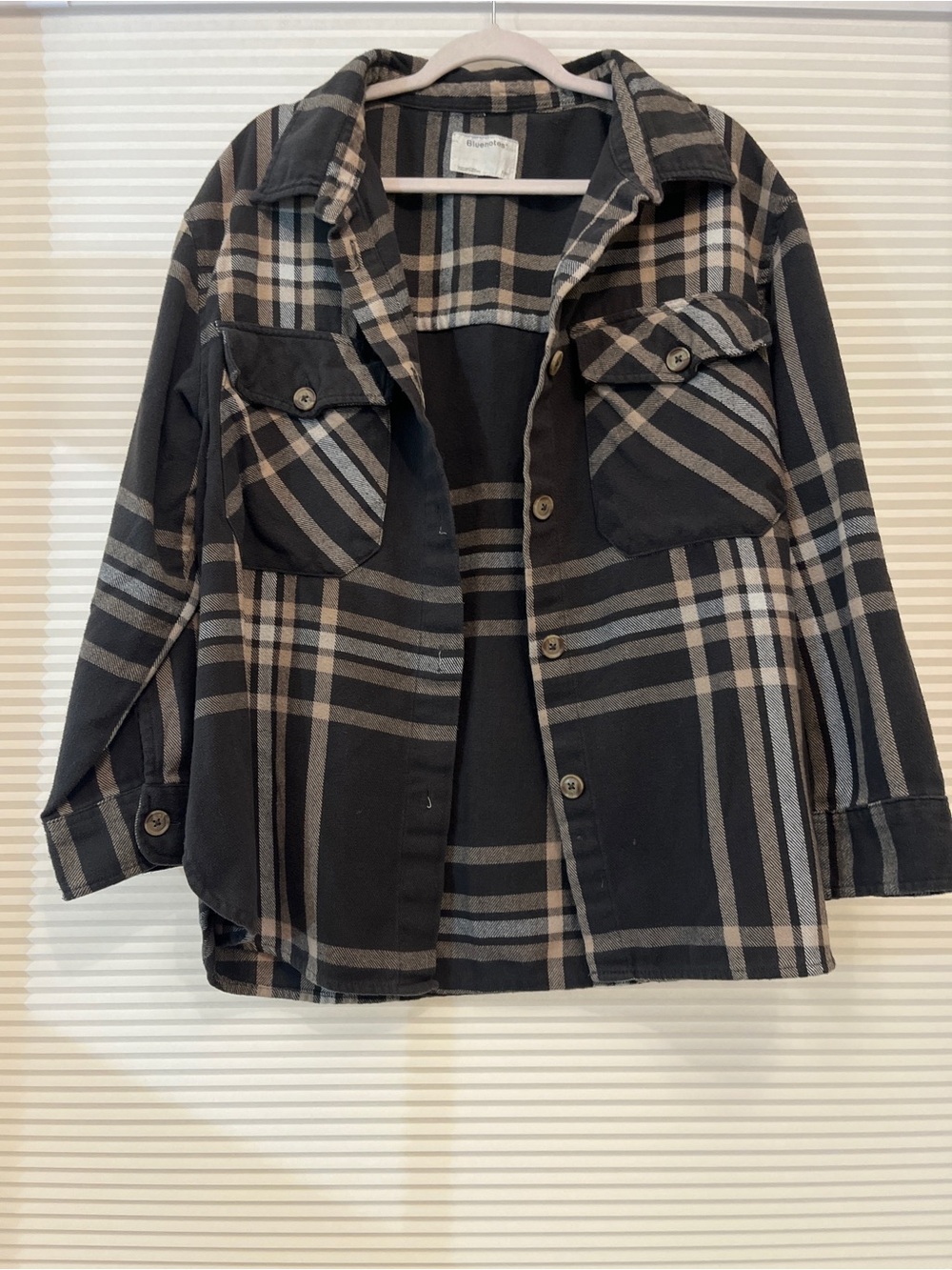 Bluenotes Black & Tan Plaid Button-Front Shacket